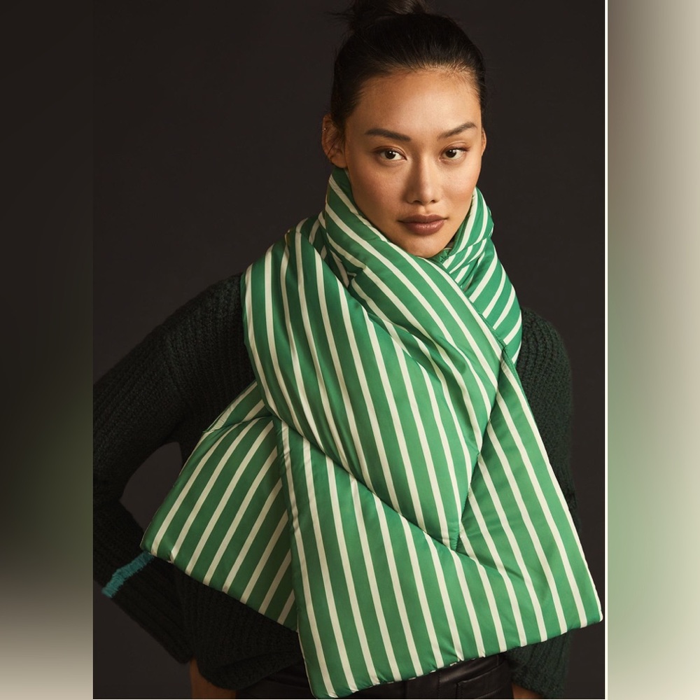 Anthropologie Striped Puffer Scarf NWOT